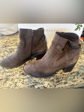 Chelsea & Violet Dark Brown Suede Ankle Booties